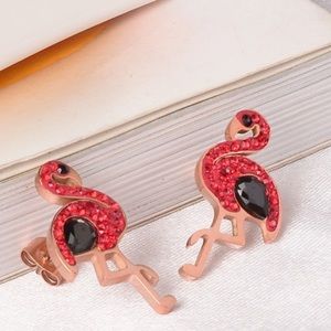 Red Sparkle Flamingo Earrings